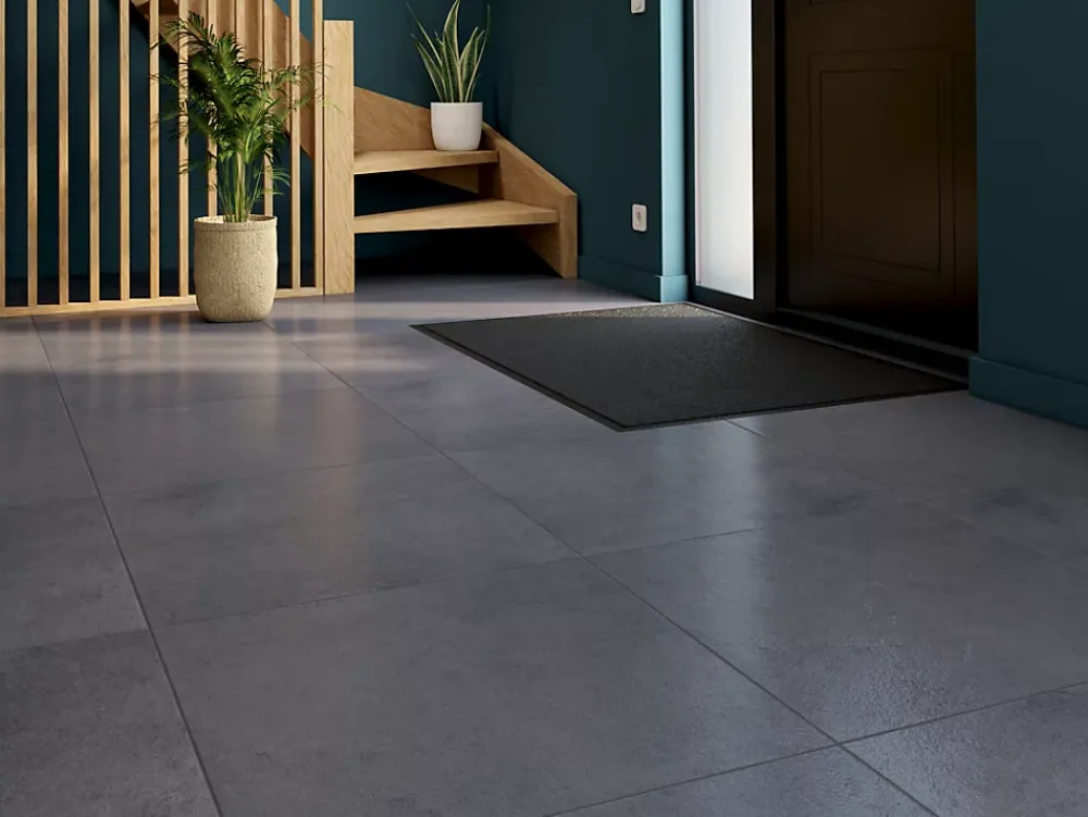 Carrelage Mural Effet Béton|Carrelage Sol Effet Béton<Carrelage sol et mur intérieur effet béton anthracite L.60 x l.60 cm x ép.10 mm, Newport