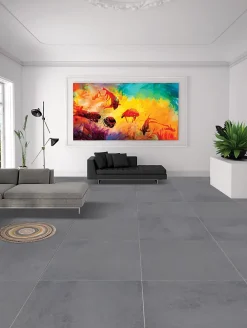 Carrelage Mural Effet Béton|Carrelage Sol Effet Béton<Carrelage sol et mur intérieur effet béton anthracite L.60 x l.60 cm x ép.10 mm, Newport