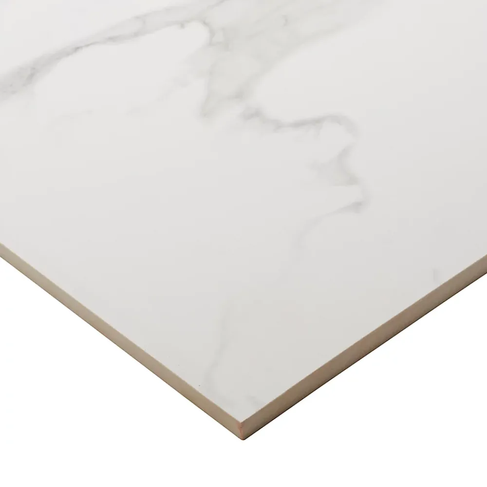 GoodHome Carrelage Mural Effet Marbre|Carrelage Sol Pour Pièce À Vivre<Carrelage sol et mur intérieur effet marbre blanc mat L.60 x l.60 cm x ép.9 mm, Ultimate Marble