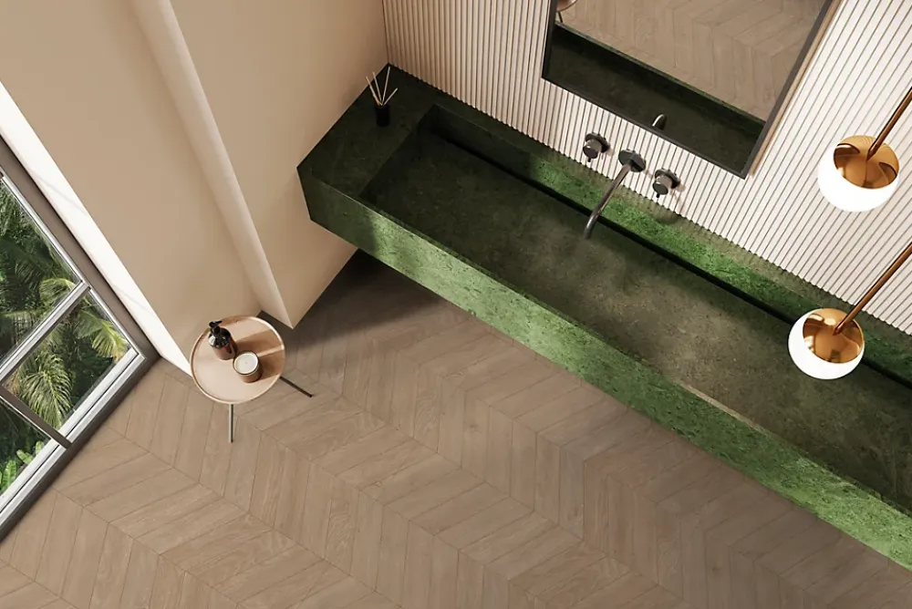 Carrelage Mural Pour Pièce À Vivre|Carrelage Mural Effet Bois<Carrelage sol et mur intérieur effet bois chevron mat L.60 x l.60 cm x ép.9 mm, Baku