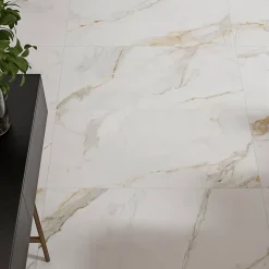 Ecoceramic Carrelage Mural Effet Marbre|Carrelage Mural Pour Douche<Carrelage sol et mur intérieur en grès cérame émaillé effet marbre blanc mat L.120 x l.60 cm x ép.9 mm, Aster