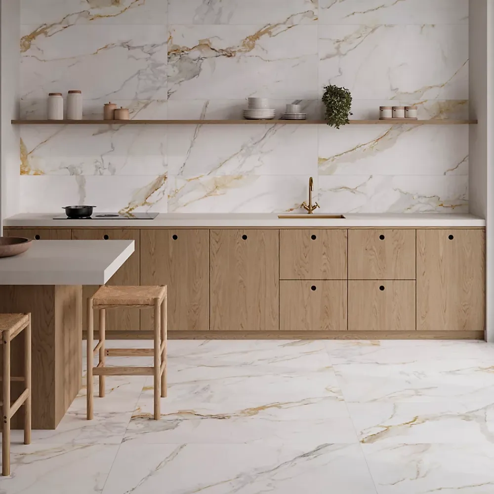 Ecoceramic Carrelage Mural Effet Marbre|Carrelage Mural Pour Douche<Carrelage sol et mur intérieur en grès cérame émaillé effet marbre blanc mat L.120 x l.60 cm x ép.9 mm, Aster