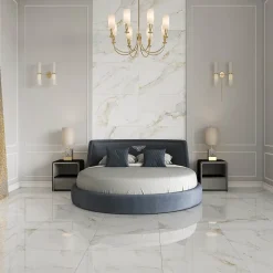 Ecoceramic Carrelage Mural Effet Marbre|Carrelage Mural Pour Douche<Carrelage sol et mur intérieur en grès cérame émaillé effet marbre blanc mat L.120 x l.60 cm x ép.9 mm, Aster