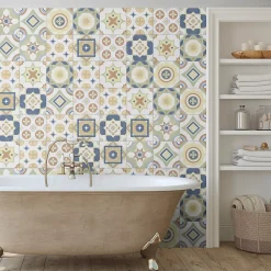 Carrelage Mural Pour Douche|Carrelage Mural Pour Wc<Carrelage sol et mur intérieur effet carreaux de ciment multicolores L.20 x l.20 cm x ép.7,4 mm, Liberty Multico