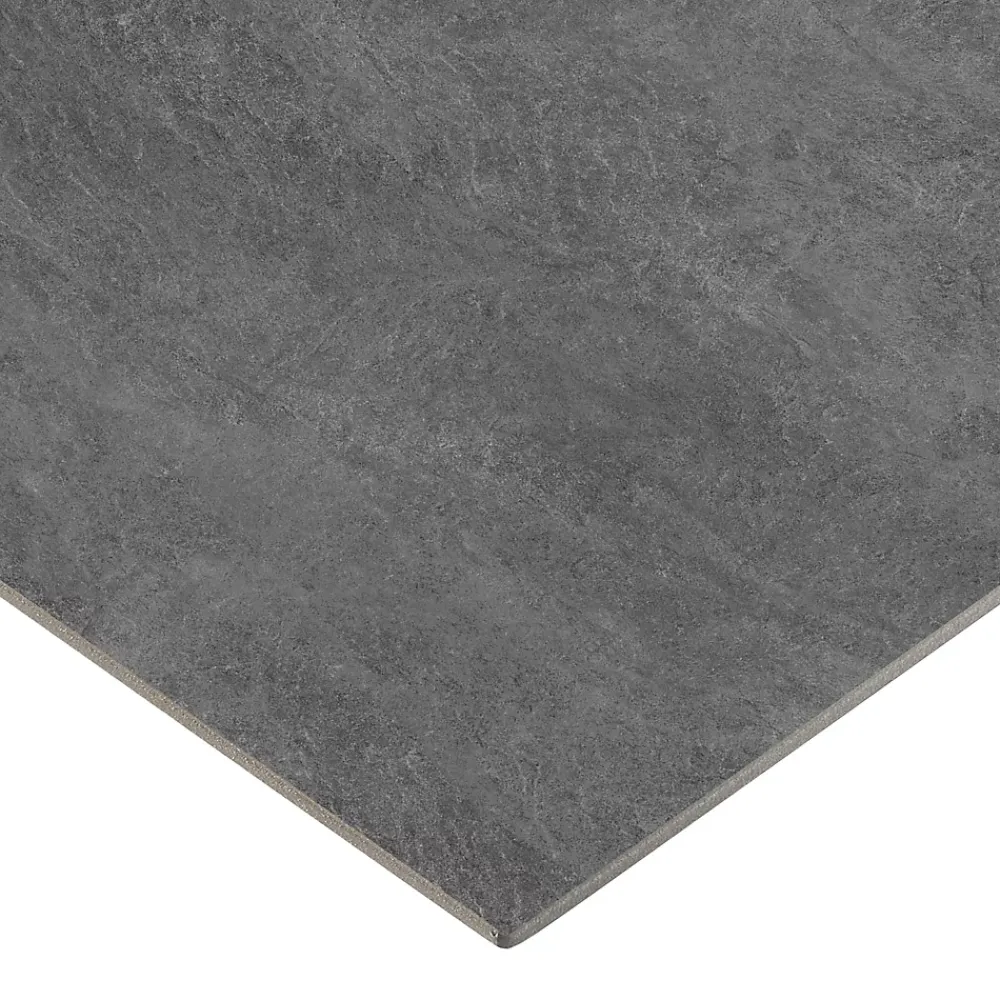 Carrelage sol et mur intérieur effet béton gris foncé L.60 x l.60 cm x ép.7,4 mm, Mitha- Carrelage Mural Effet Béton|Carrelage Sol Effet Pierre
