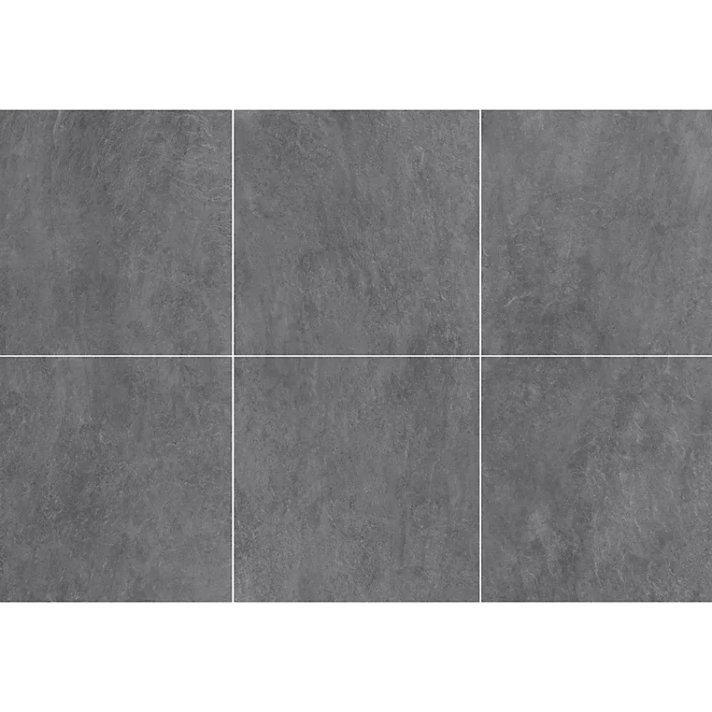 Carrelage sol et mur intérieur effet béton gris foncé L.60 x l.60 cm x ép.7,4 mm, Mitha- Carrelage Mural Effet Béton|Carrelage Sol Effet Pierre