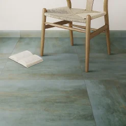 Gresmalt Carrelage sol et mur intérieur en grès cérame effet béton vert sauge mat L.61 x l.61 cm x ép.7,4 mm, Upper- Carrelage Mural Effet Béton|Carrelage Sol Effet Béton