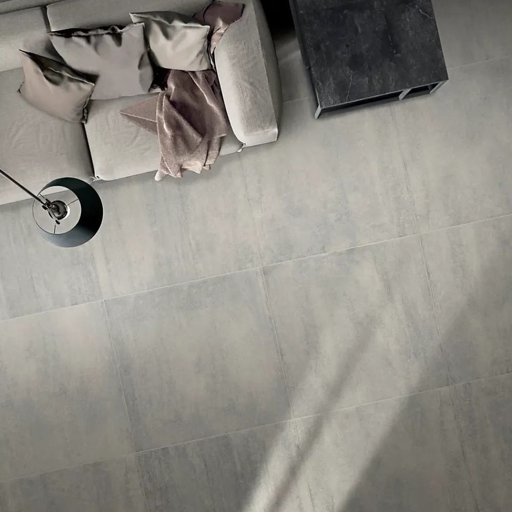 Carrelage Sol Pour Salle De Bains|Carrelage Mural Effet Béton<Carrelage sol et mur intérieur gris clair mat effet pierre L.90 x l.90 cm x ép.9 mm, Cemlam