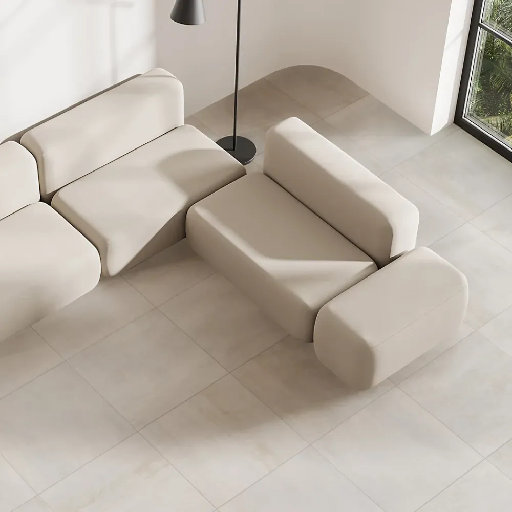 Gresmalt Carrelage sol et mur intérieur en grès cérame effet béton blanc mat L.60 x l.60 cm x ép.7,4 mm, Upper- Carrelage Mural Pour Cuisine|Carrelage Mural Effet Béton