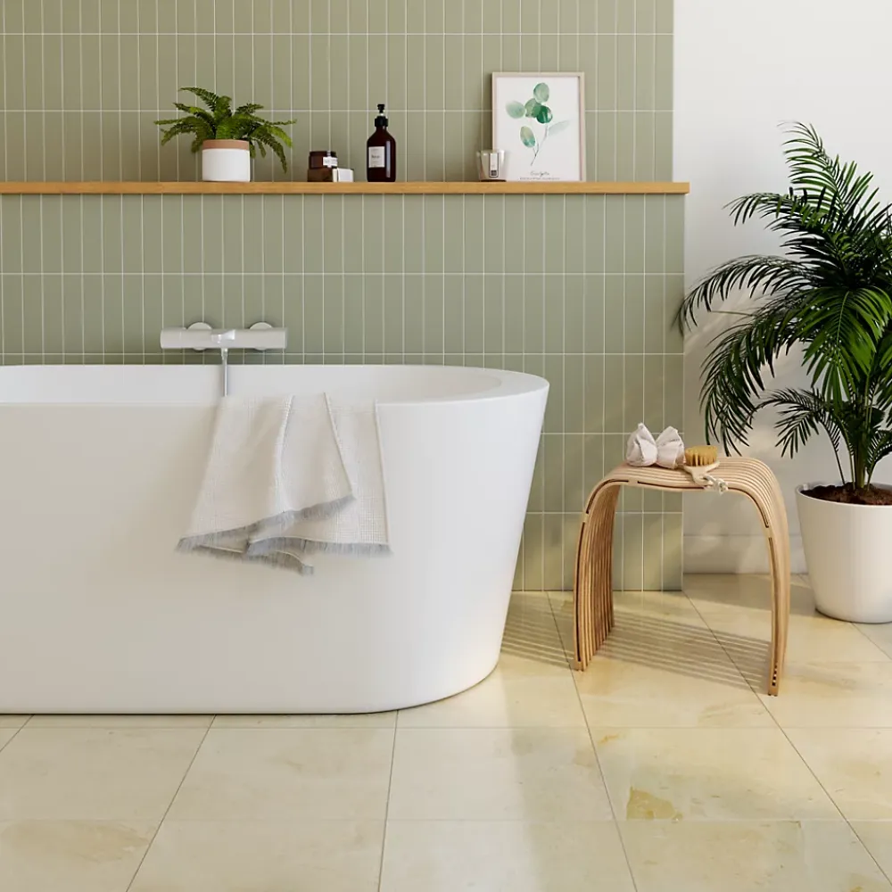 Carrelage sol et mur intérieur effet mabre beige brillant L.33,3 x l.33,3 cm x ép.9,1 mm, Chelsea- Carrelage Mural Pour Douche|Carrelage Mural Pour Cuisine