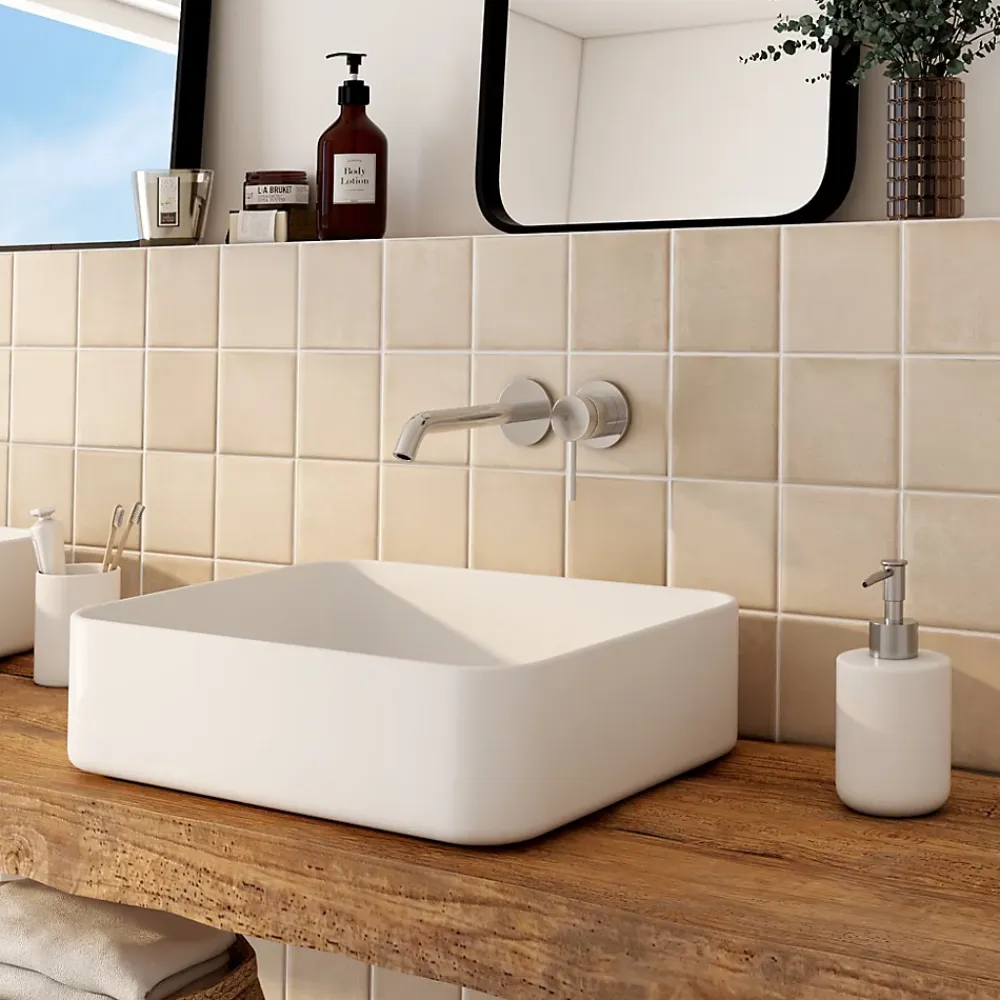 Carrelage sol et mur Zoon beige 10 x 10 cm- Carrelage Mural Pour Wc|Carrelage Sol Pour Wc