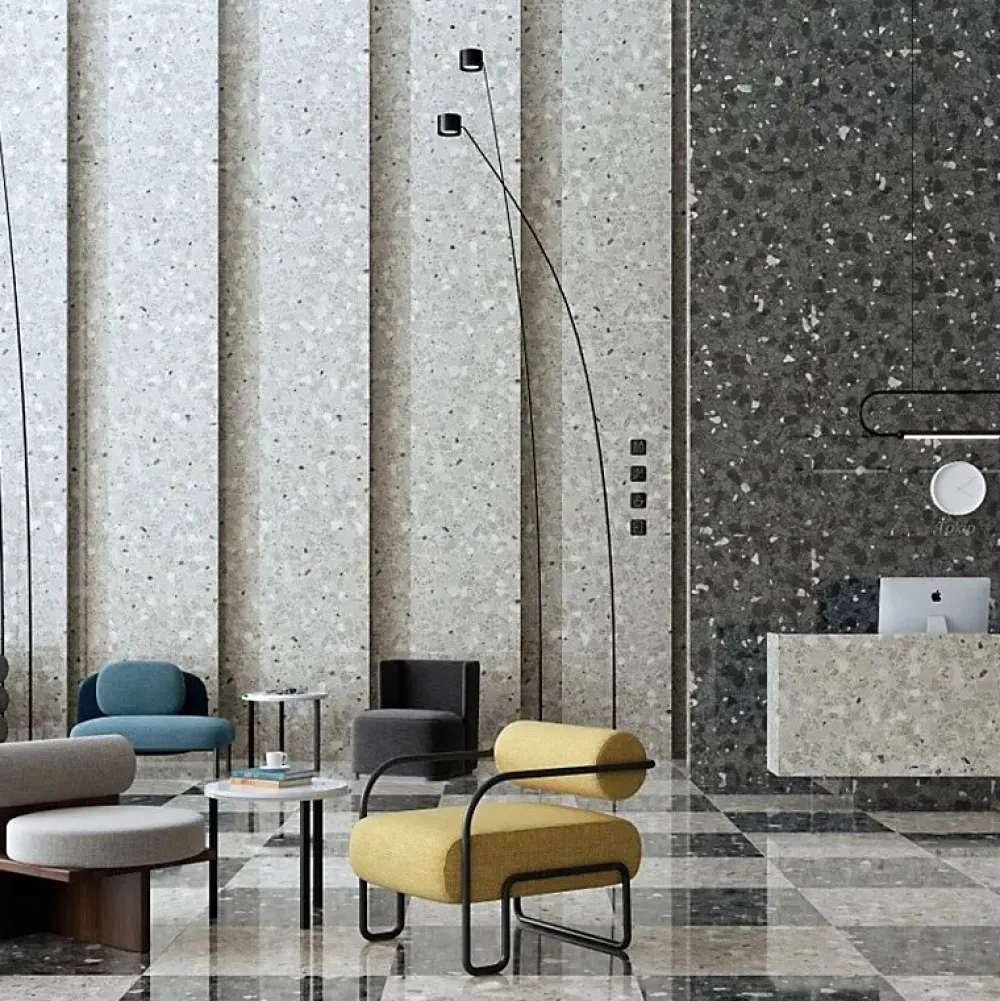 Aelle Carrelage Carrelage Extérieur Et Terrasse<Carrelage sol extérieur antidérapant effet terrazzo 80x80 cm MONACO R GRIS ANTIDESLIZANTE