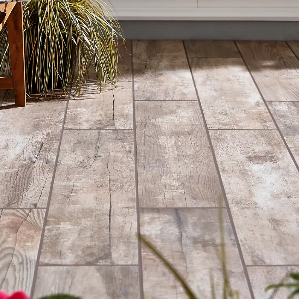 GoodHome Carrelage sol extérieur Brown marron 23 x 120 cm- Carrelage Extérieur Et Terrasse
