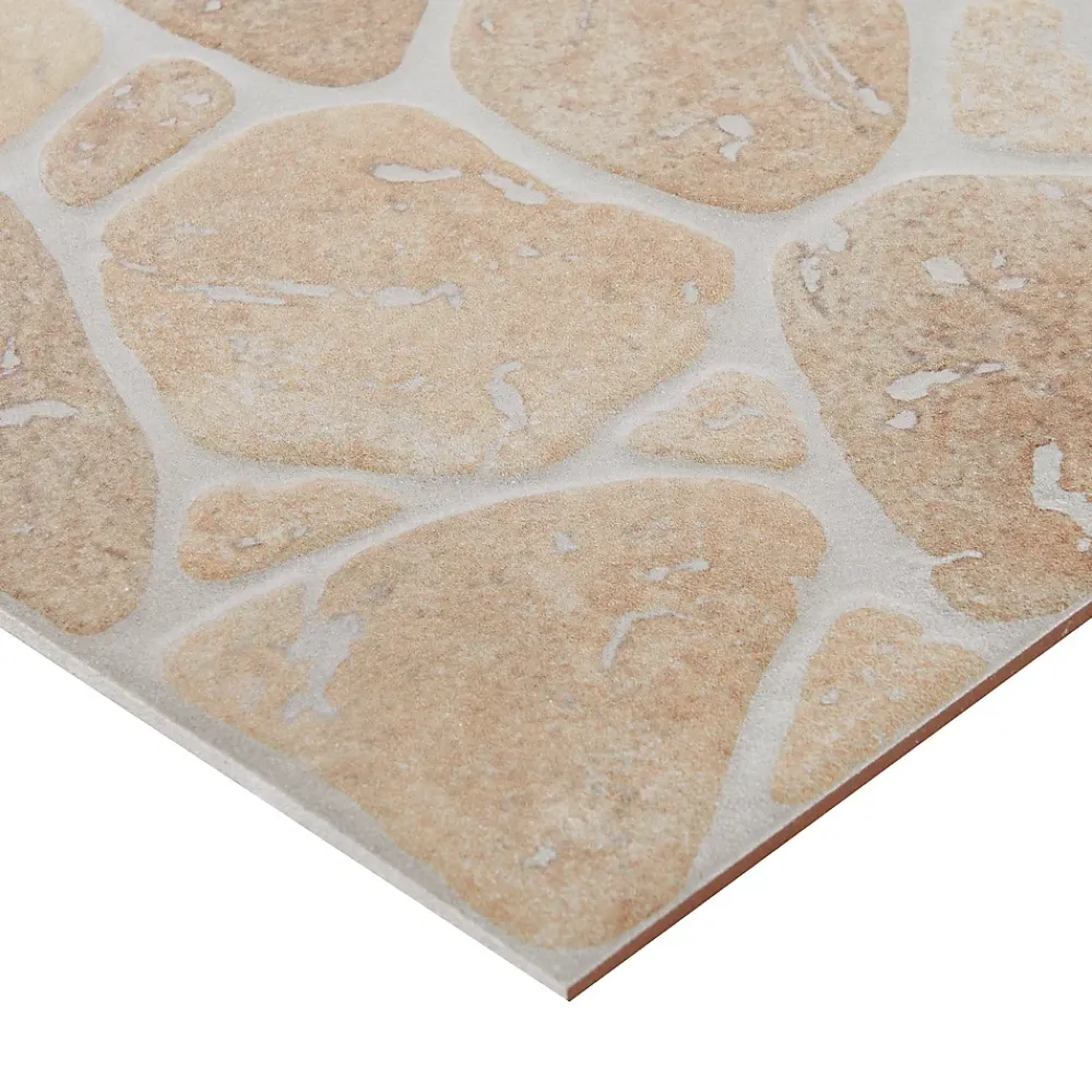 Carrelage sol extérieur effet pierre beige et marron L.30,38 x l.30,38 cm x ép.7 mm, Searocca- Carrelage Extérieur Et Terrasse