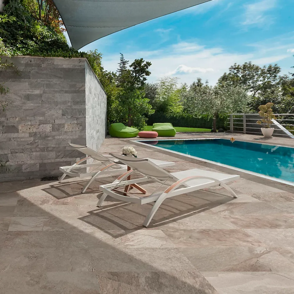 Carrelage sol extérieur effet pierre beige rosé L.60 x l.30 cm x ép.9 mm, Denali- Carrelage Extérieur Et Terrasse