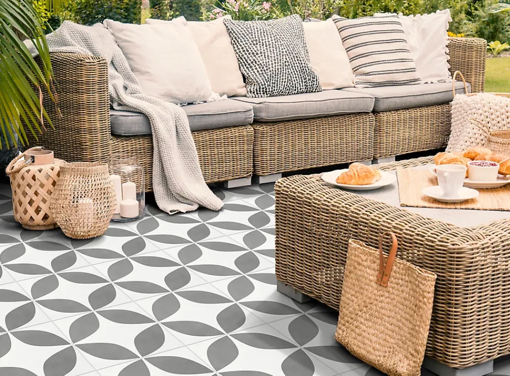Carrelage Extérieur Et Terrasse<Carrelage sol extérieur effet carreau de ciment gris et blanc L.45 x l.45 cm x ép.7,4 mm, Patch