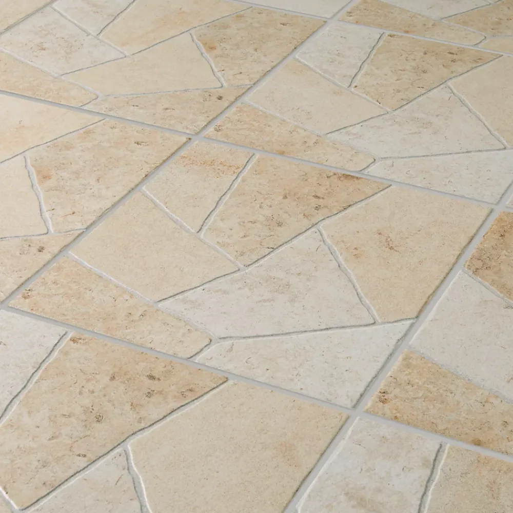 Carrelage sol extérieur effet pierre tons beiges L.42,04 x l.42,04 cm x ép.7,4 mm, Piazza- Carrelage Extérieur Et Terrasse