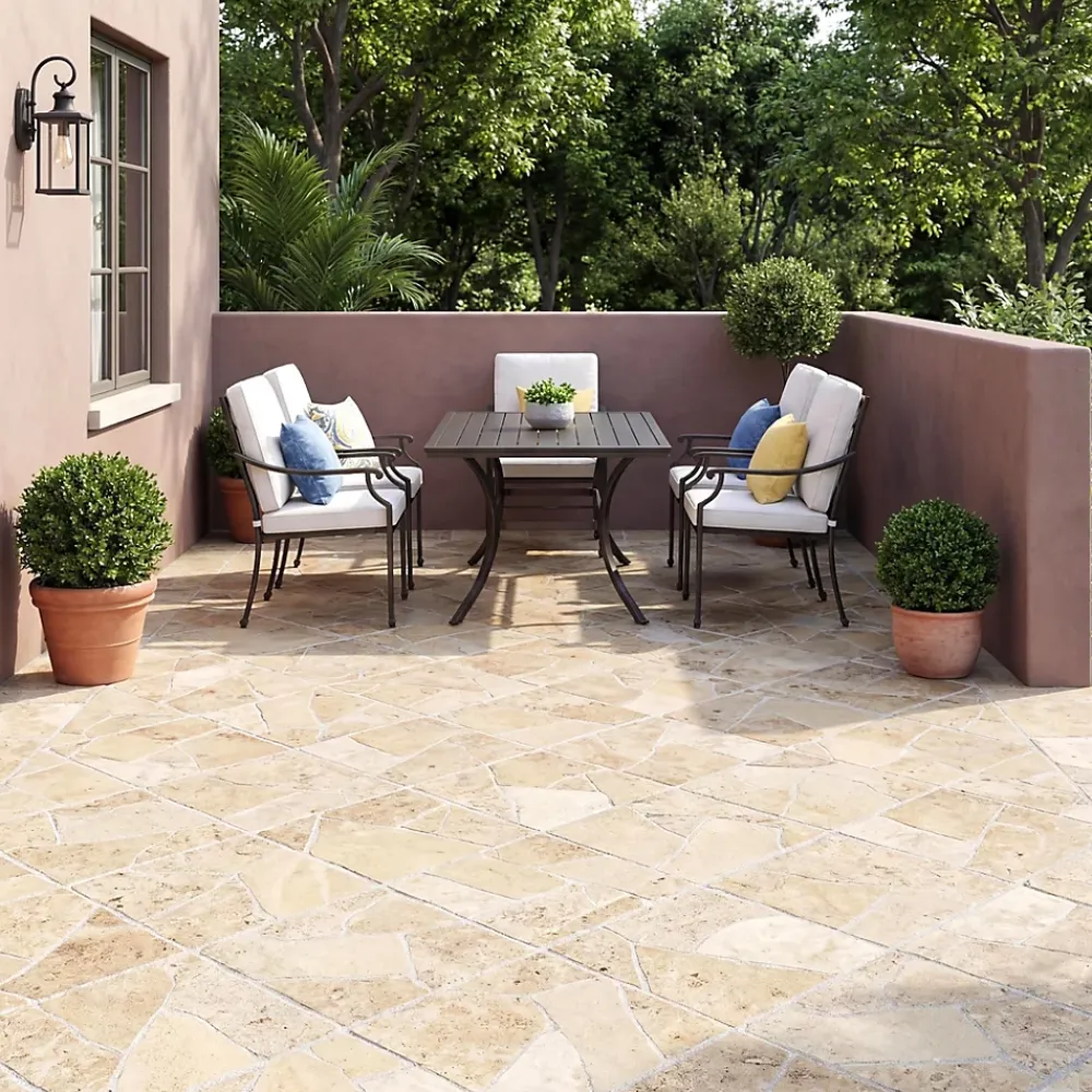 Carrelage sol extérieur effet pierre tons beiges L.42,04 x l.42,04 cm x ép.7,4 mm, Piazza- Carrelage Extérieur Et Terrasse