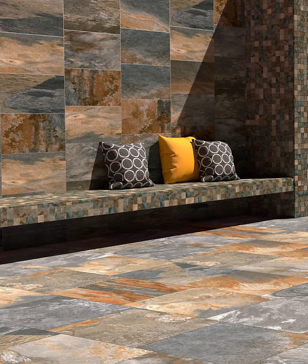 Carrelage sol extérieur effet pierre oxydée L.60 x l.60 cm x ép.9 mm, Denali- Carrelage Extérieur Et Terrasse