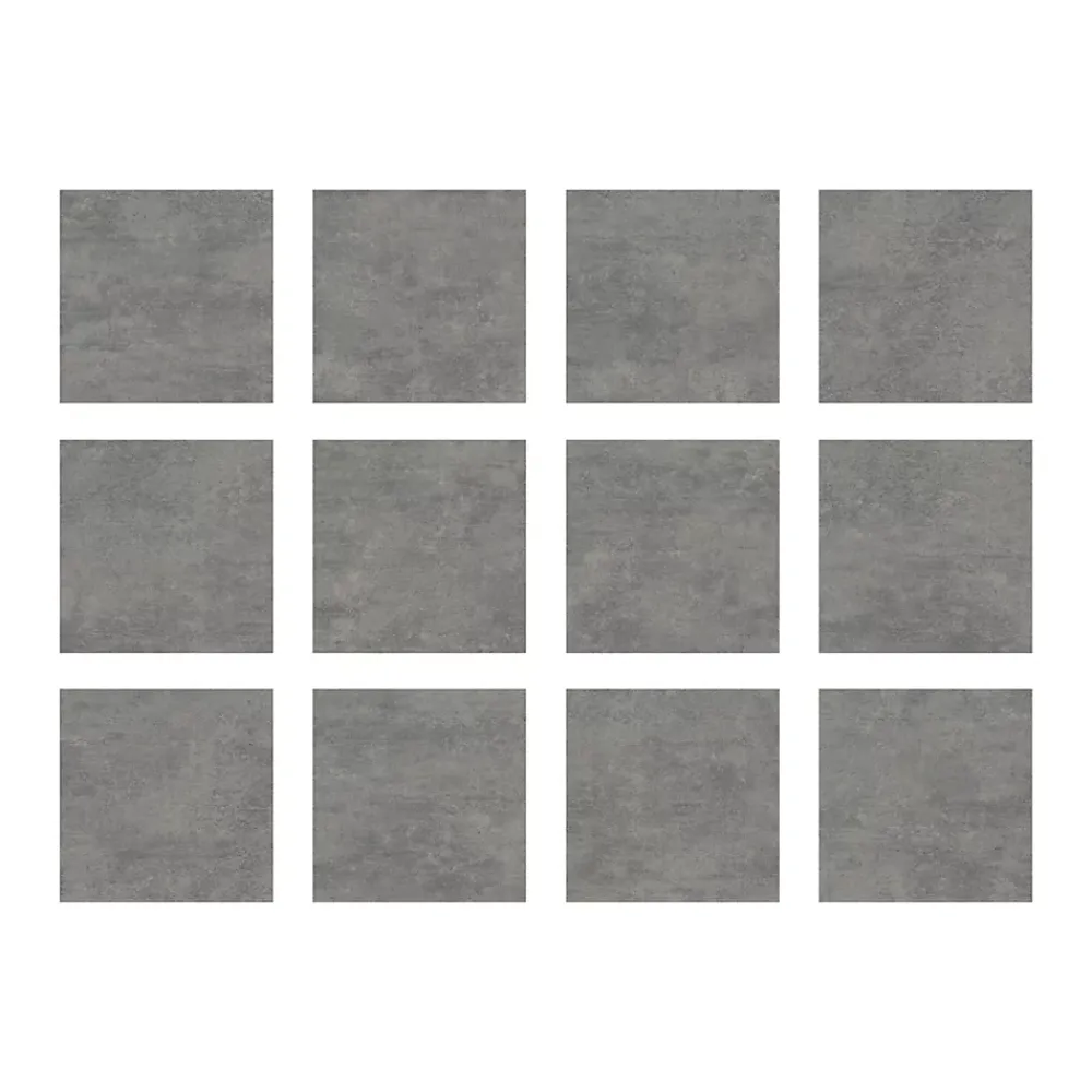 Ecoceramic Carrelage sol extérieur en grès cérame émaillé effet béton gris anthracite l.60 x L.60 x ép. 0.9cm Bauha- Carrelage Extérieur Et Terrasse