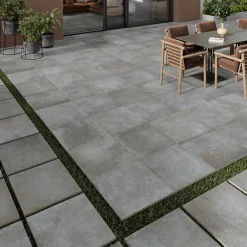 GoodHome Carrelage sol extérieur en grès cérame émaillé effet pierre anthracite l.60 x L.60 x ép.2 cm Arina- Carrelage Extérieur Et Terrasse