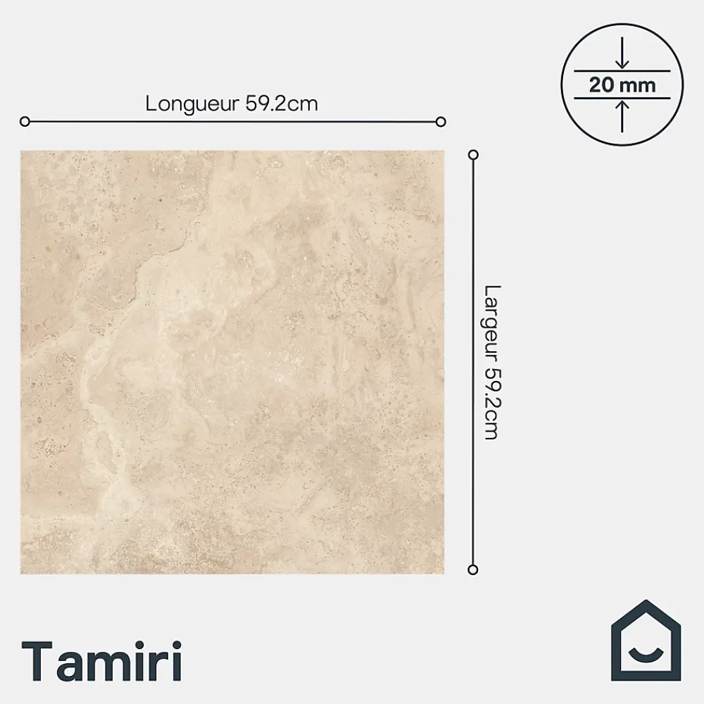 GoodHome Carrelage Extérieur Et Terrasse<Carrelage sol extérieur en grès cérame émaillé effet pierre beige l.60 x L.60 x ép.2 cm Tamiri