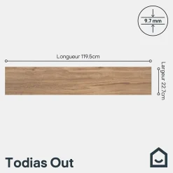GoodHome Carrelage Extérieur Et Terrasse<Carrelage sol extérieur en grès cérame émaillé effet bois naturel l.22 x L.120 x ép. 0,97 cm Todias Caboa