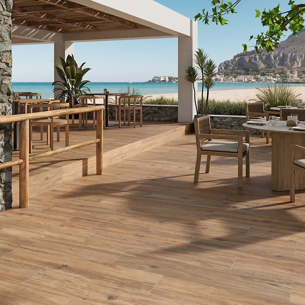 GoodHome Carrelage Extérieur Et Terrasse<Carrelage sol extérieur en grès cérame émaillé effet bois naturel l.22 x L.120 x ép. 0,97 cm Todias Caboa