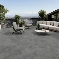 Alaplana Carrelage Extérieur Et Terrasse<Carrelage sol extérieur en grès cérame émaillé effet béton anthracite l.45 x L.45 x ép.0.85 cm Rohe