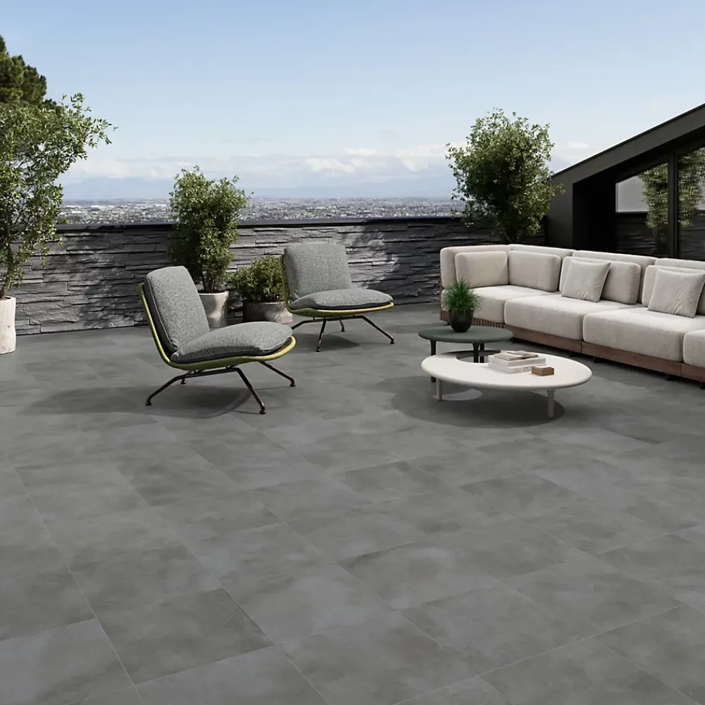 Alaplana Carrelage Extérieur Et Terrasse<Carrelage sol extérieur en grès cérame émaillé effet béton anthracite l.45 x L.45 x ép.0.85 cm Rohe
