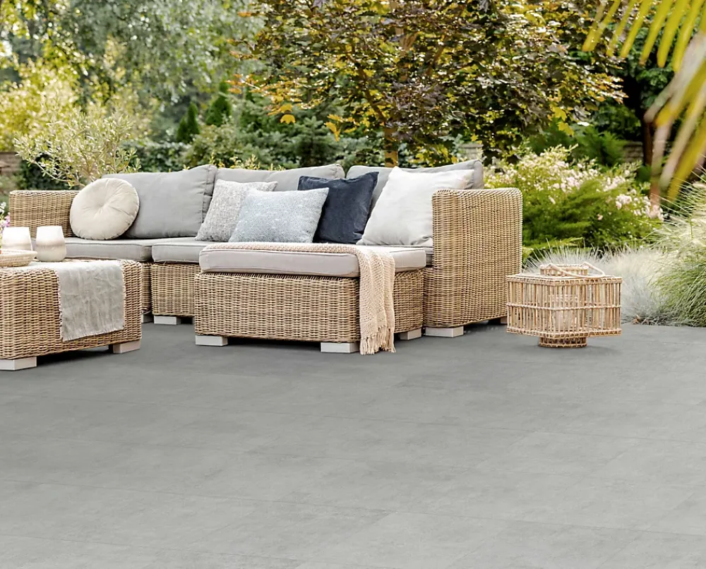 Mykonos Carrelage sol extérieur en grès cérame émaillé effet pierre gris l.33 x L.33 x ép.0,9 cm Mustang- Carrelage Extérieur Et Terrasse