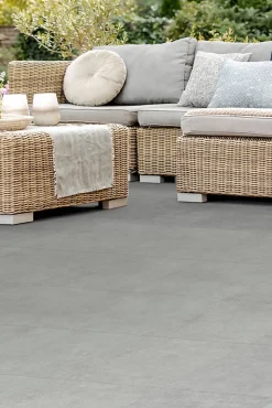 Mykonos Carrelage sol extérieur en grès cérame émaillé effet pierre gris l.33 x L.33 x ép.0,9 cm Mustang- Carrelage Extérieur Et Terrasse