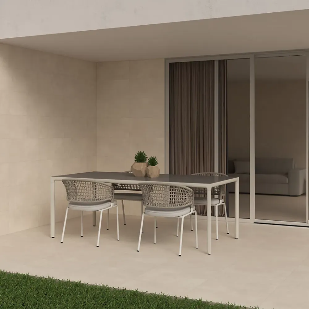 Ecoceramic Carrelage sol extérieur en grès cérame émaillé effet béton beige l.30 x L.60 x ép. 0.9 cm District- Carrelage Extérieur Et Terrasse