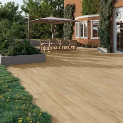 GoodHome Carrelage sol extérieur en grès cérame émaillé effet bois clair l.22 x L.120 x ép. 0,97 cm Todias Haya- Carrelage Extérieur Et Terrasse