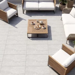 GoodHome Carrelage sol extérieur gris effet pierre L.60 x l.30 cm x ép.8,7 mm, Volfy- Carrelage Extérieur Et Terrasse