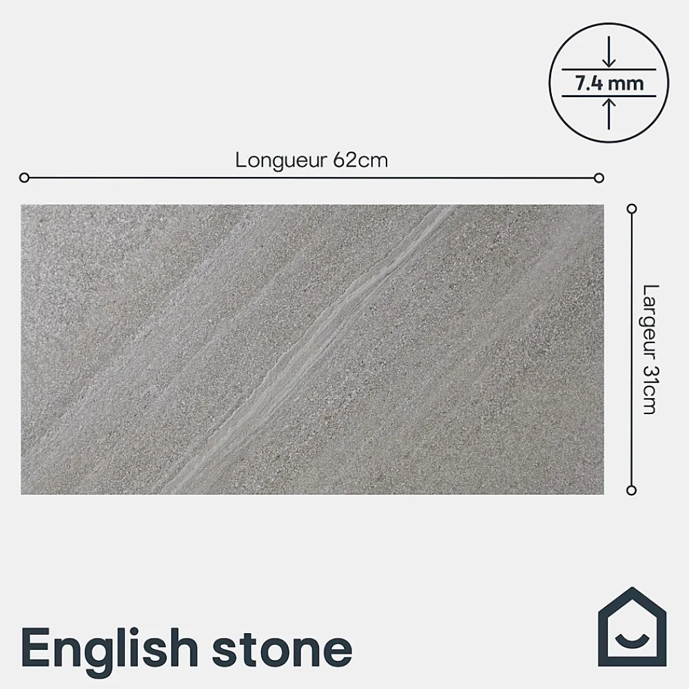 Carrelage Extérieur Et Terrasse<Carrelage sol extérieur grège effet pierre L.62 x l.31 cm x ép.7,4 mm, English Stone