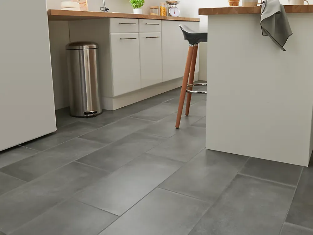 GoodHome Carrelage Mural Effet Béton|Carrelage Sol Effet Béton<Carrelage sol gris foncé effet béton L.60 x l.30 cm x ép.10 mm, Smooth