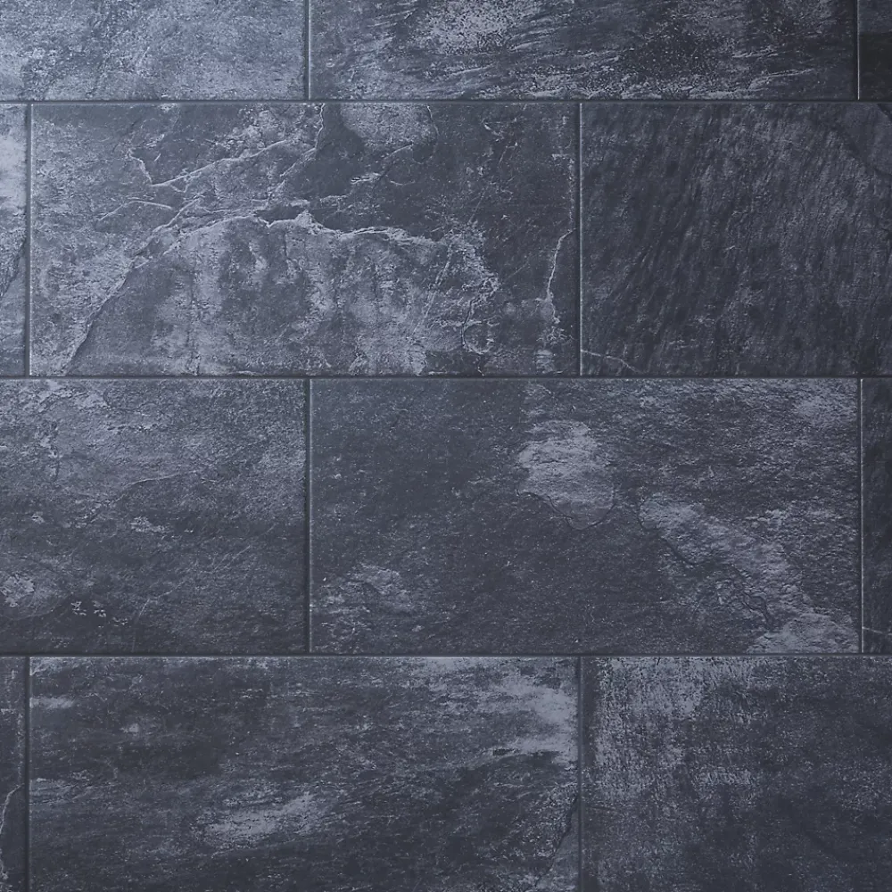 GoodHome Carrelage Mural Pour Cuisine|Carrelage Mural Pour Salle De Bains<Carrelage sol intérieur anthracite L.61,5 x l.30,8 cm x ép.8 mm, Shaded