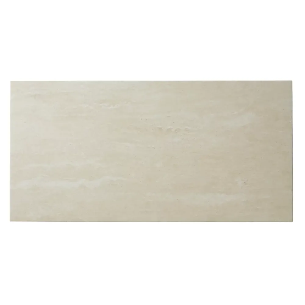 GoodHome Carrelage Mural Effet Pierre|Carrelage Sol Effet Pierre<Carrelage sol intérieur beige effet pierre L.60 x l.30 cm x ép.8 mm, Soft Travertin
