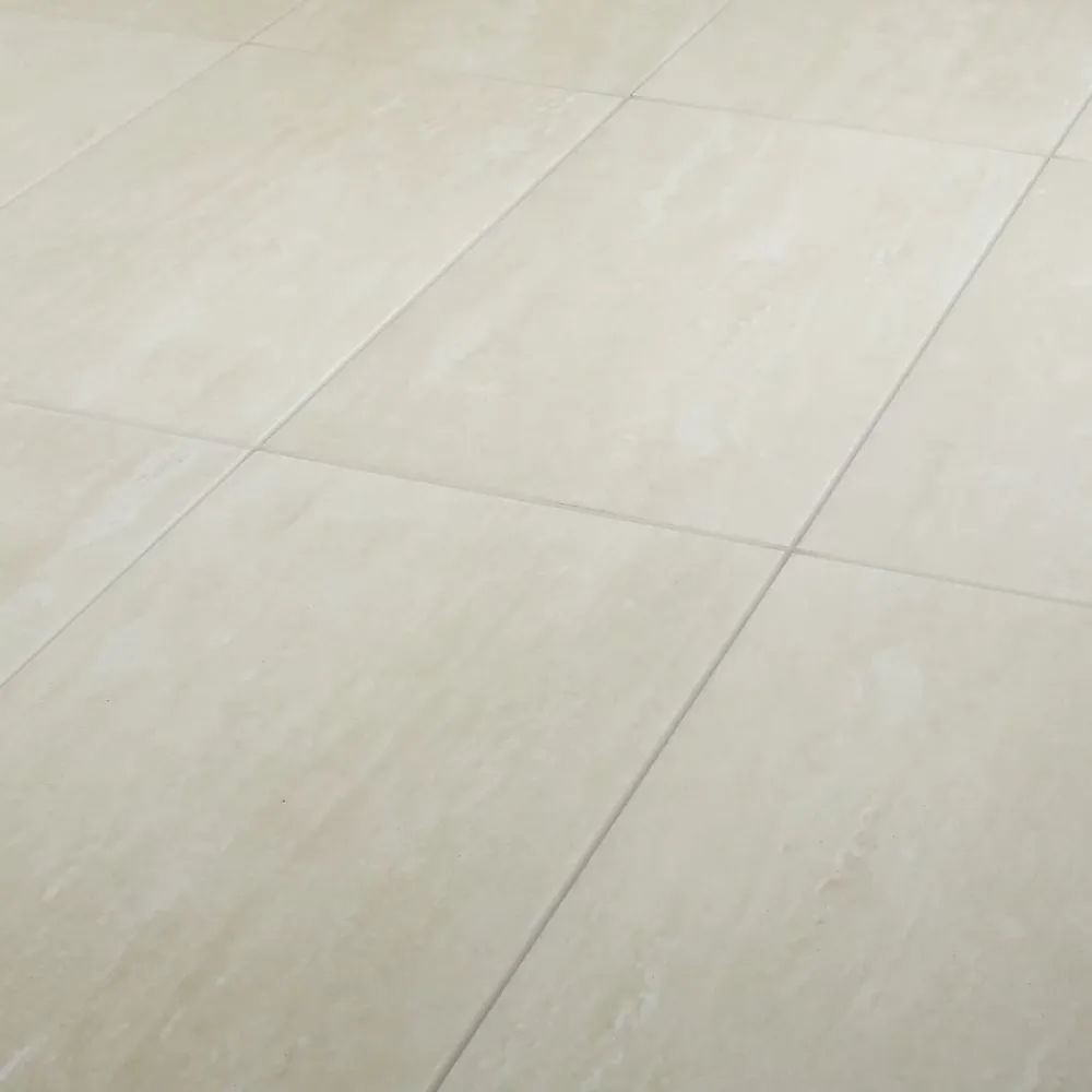 GoodHome Carrelage Mural Effet Pierre|Carrelage Sol Effet Pierre<Carrelage sol intérieur beige effet pierre L.60 x l.30 cm x ép.8 mm, Soft Travertin