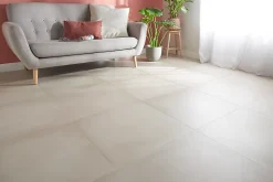 GoodHome Carrelage Sol Pour Pièce À Vivre|Carrelage Mural Effet Béton<Carrelage sol intérieur beige effet béton L.60 x L.60 cm x ép.10 mm, Smooth