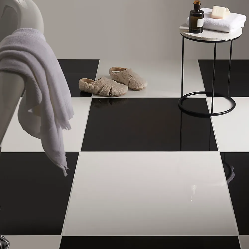GoodHome Carrelage sol intérieur blanc poli brillant L.60 x l.60 cm x ép.9,5 mm, Latinie- Carrelage Mural Pour Wc|Carrelage Sol Pour Wc