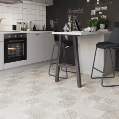 GoodHome Carrelage Mural Effet Carreaux De Ciment|Carrelage Sol Effet Carreaux De Ciment<Carrelage sol intérieur effet carreaux de ciment tons beiges et gris L.60 x l.60 cm x ép.9,5 mm, Kontainer