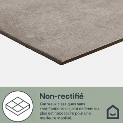 GoodHome Carrelage sol intérieur effet béton gris L.42,6 x l.42,6 cm x ép.7,4 mm, Konkrete- Carrelage Sol Pour Pièce À Vivre|Carrelage Mural Effet Béton