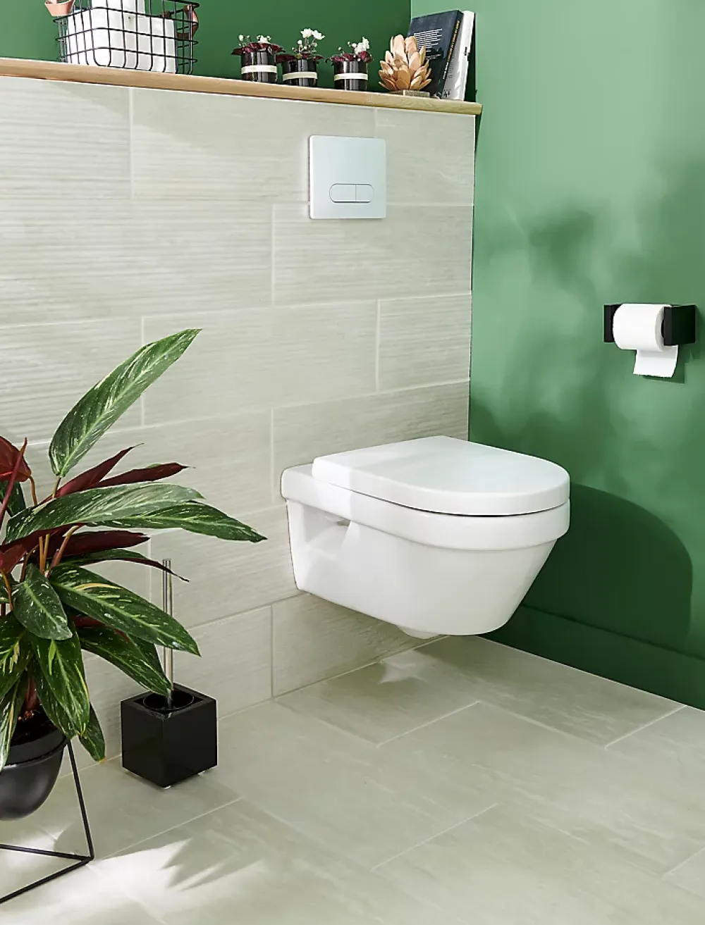 GoodHome Carrelage sol intérieur effet pierre ivoire L.60 x l.30 cm x ép.8 mm, Soft Travertin- Carrelage Mural Effet Pierre|Carrelage Mural Pour Douche