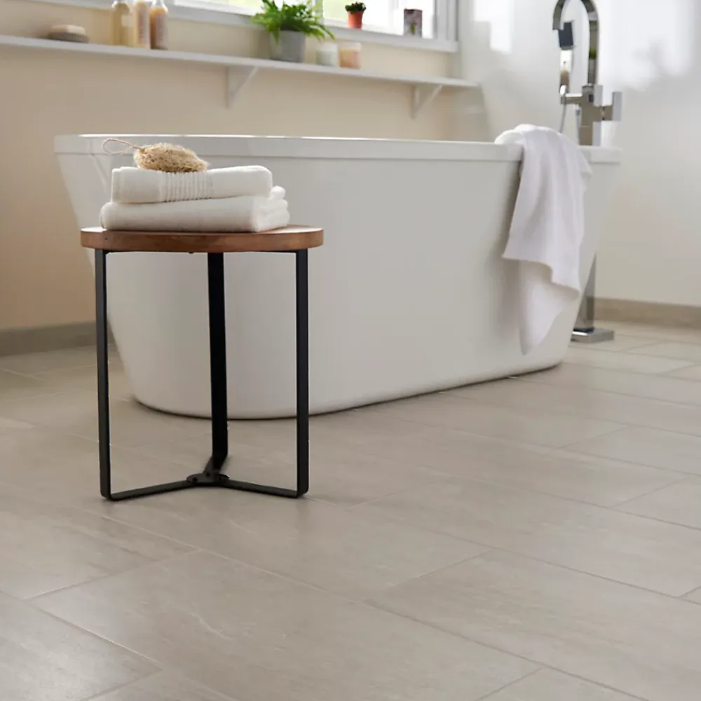 GoodHome Carrelage sol intérieur effet pierre ivoire L.60 x l.30 cm x ép.8 mm, Soft Travertin- Carrelage Mural Effet Pierre|Carrelage Mural Pour Douche
