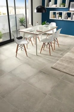 GoodHome Carrelage Mural Pour Wc|Carrelage Mural Effet Béton<Carrelage sol intérieur gris clair effet béton L.60 x l.60 cm x ép.9,5 mm, Kontainer