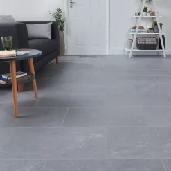 GoodHome Carrelage sol intérieur gris effet pierre L.60 x l.30 cm x ép.10 mm , Slate- Carrelage Mural Pour Wc|Carrelage Mural Pour Salle De Bains