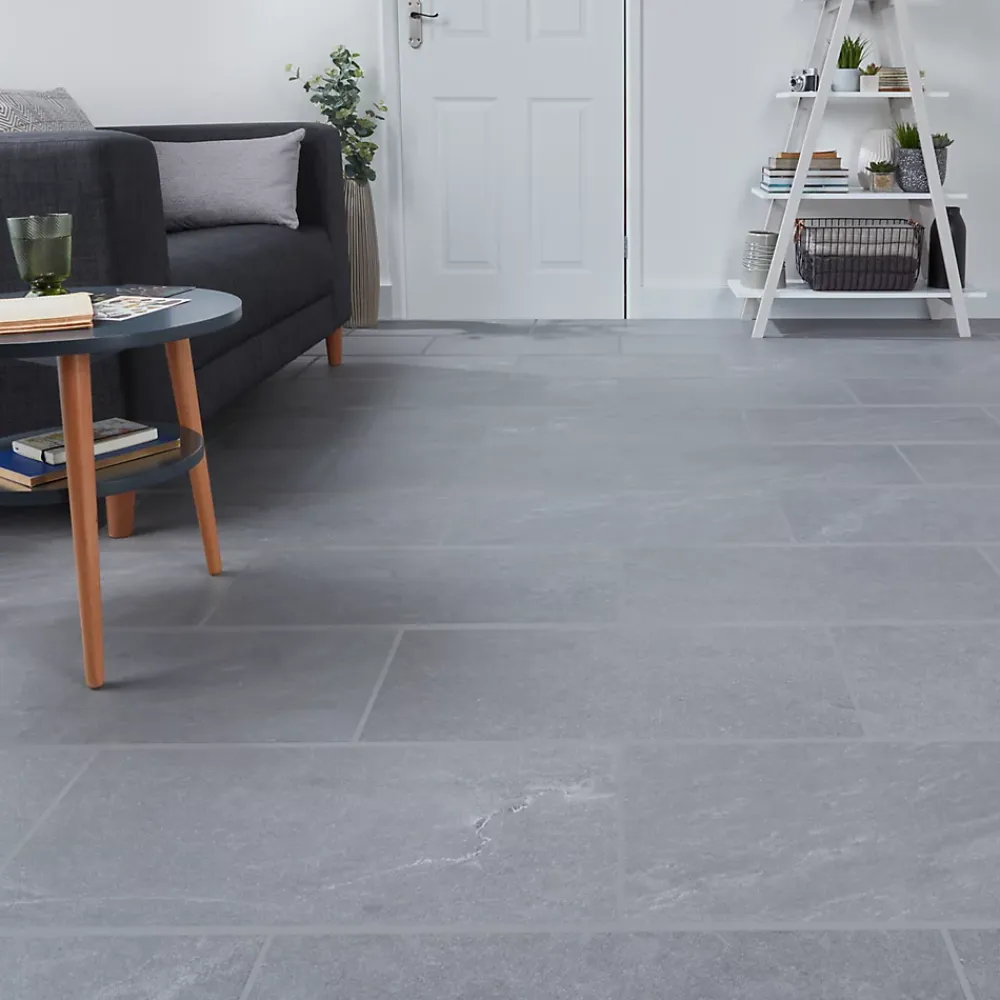 GoodHome Carrelage sol intérieur gris effet pierre L.60 x l.30 cm x ép.10 mm , Slate- Carrelage Mural Pour Wc|Carrelage Mural Pour Salle De Bains