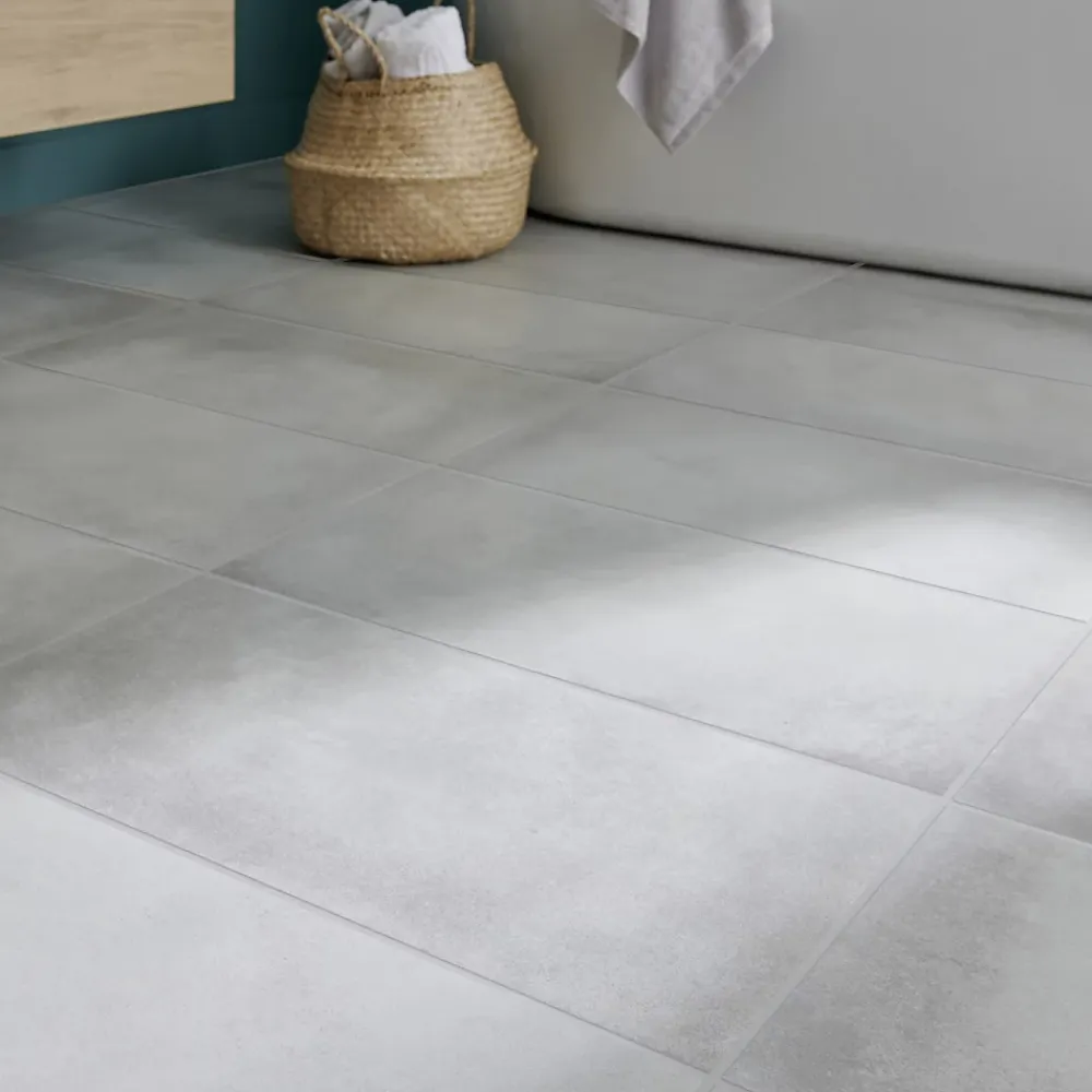 GoodHome Carrelage Mural Effet Béton|Carrelage Sol Effet Béton<Carrelage sol intérieur gris effet béton L.60 x l.30 cm x ép.10 mm, Smooth